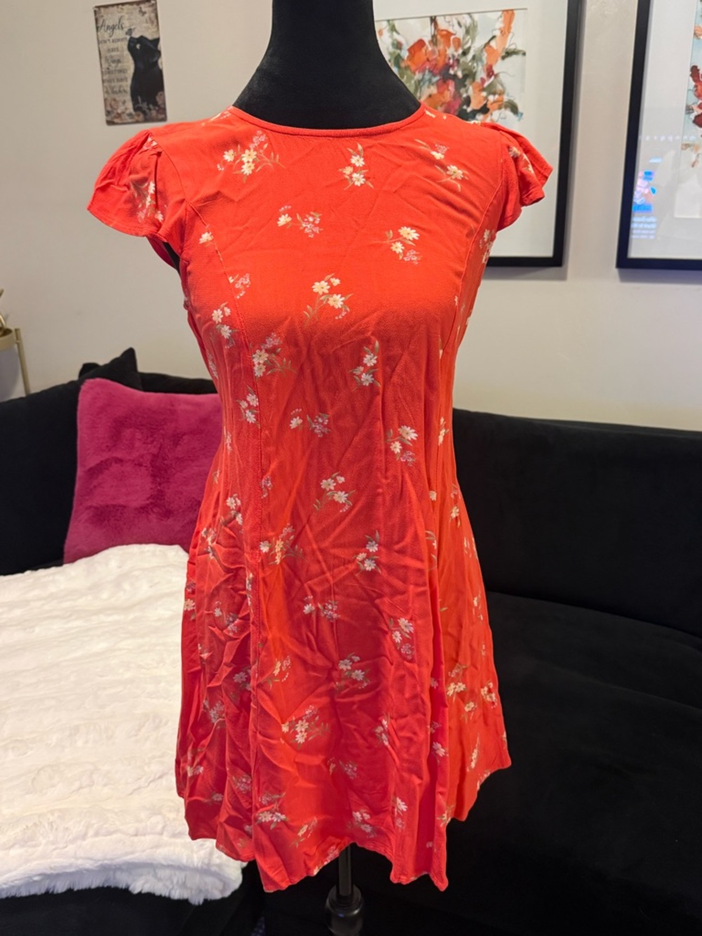 American Eagle Outfitters Coral Red Floral Dress